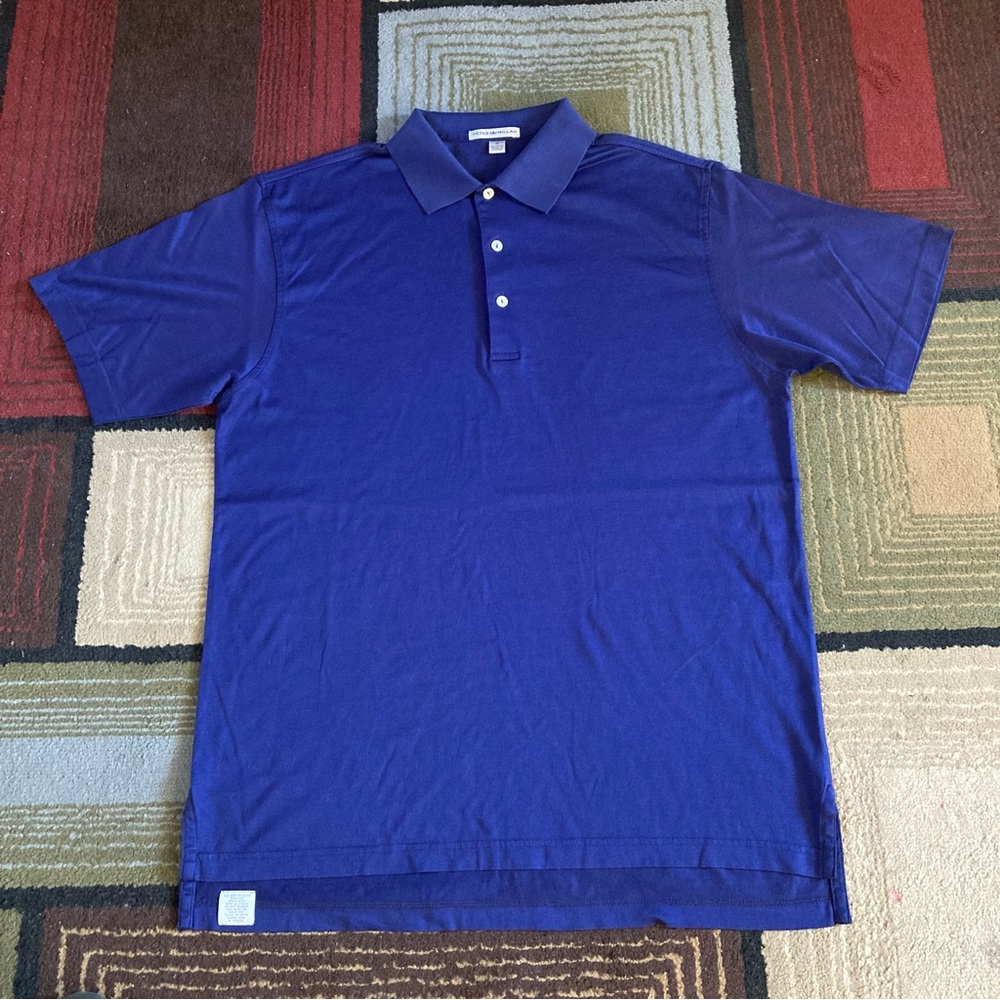 Peter Millar Solid Navy Blue 3 Button Polo Shirt … - image 1